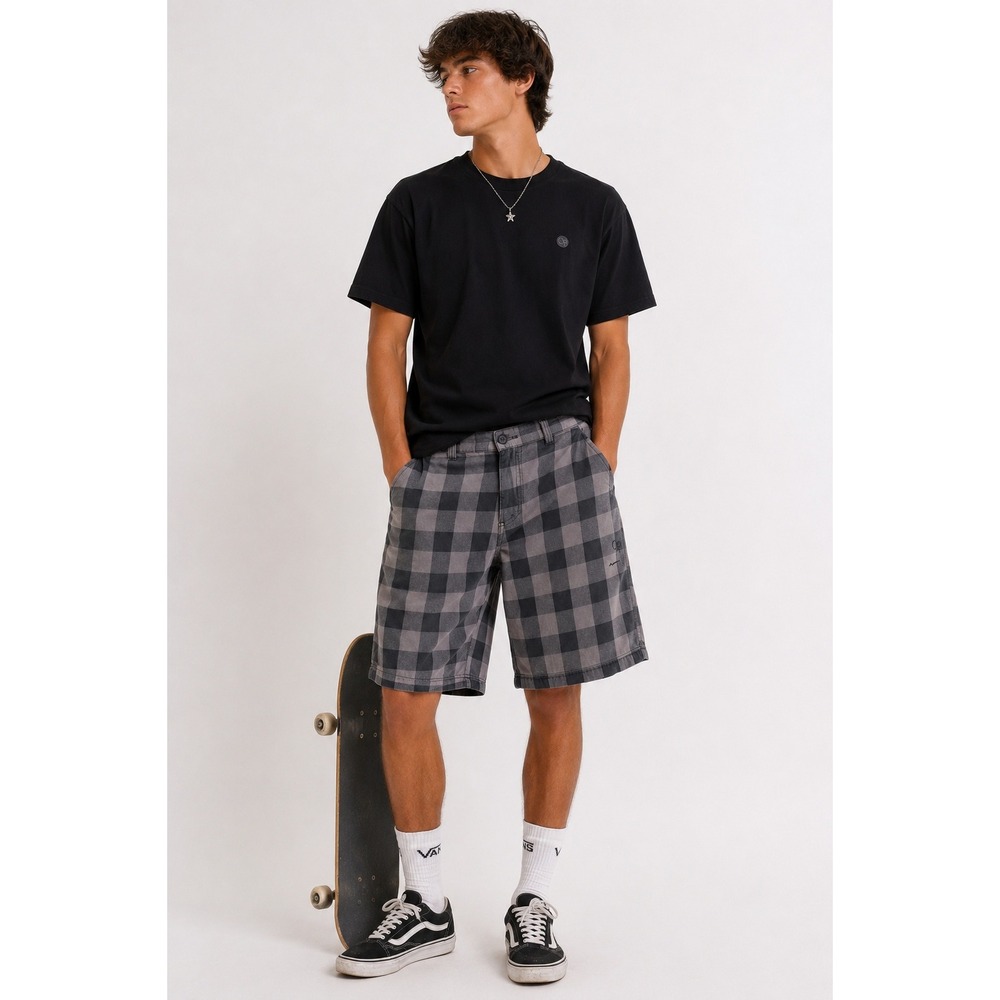 VTG 90s Y2K OP Plaid Bermuda Cargo Shorts Mens 38 Grey Black Plaid Skate Utility